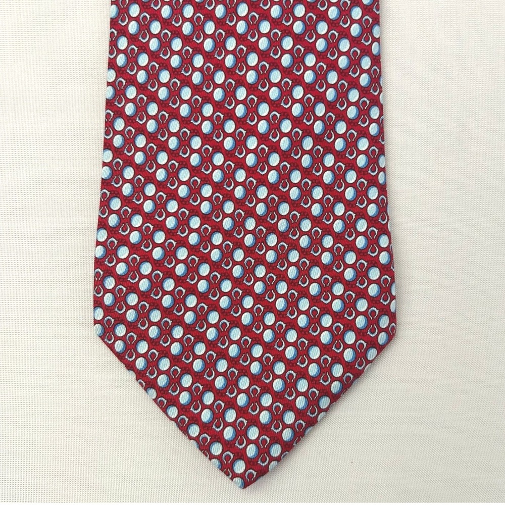 Vineyard Vines‎ Tie Mens 100% Silk Red Horseshoe Bubble Geometric 60x3.75 USA